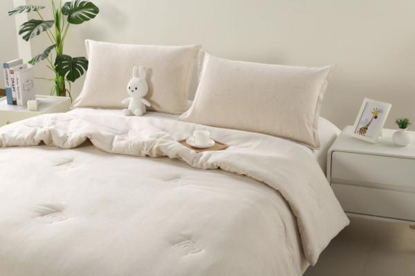 Linen Cotton Blended Solid Comforter Set Sustainable King Comforter Sets