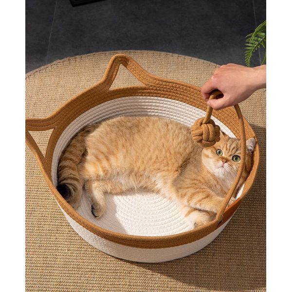 Cama para dormir para gatos de ratán grueso resistente a los arañazos material biodegradable para el verano