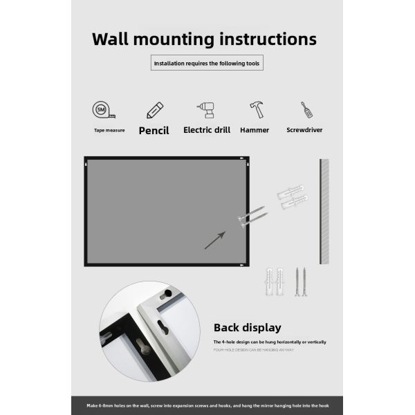 Modern Rectangular Wall-Mounted Bathroom Vanity Mirror IP44 Protection Rating Aluminum Alloy Touch Switch Villa Apartment Use
