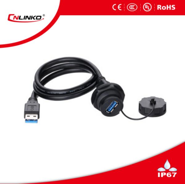 CNLINKO USB 3.0 High Speed Data USB Cable Connector IP68 Waterproof Circular USB Port Plug Connector