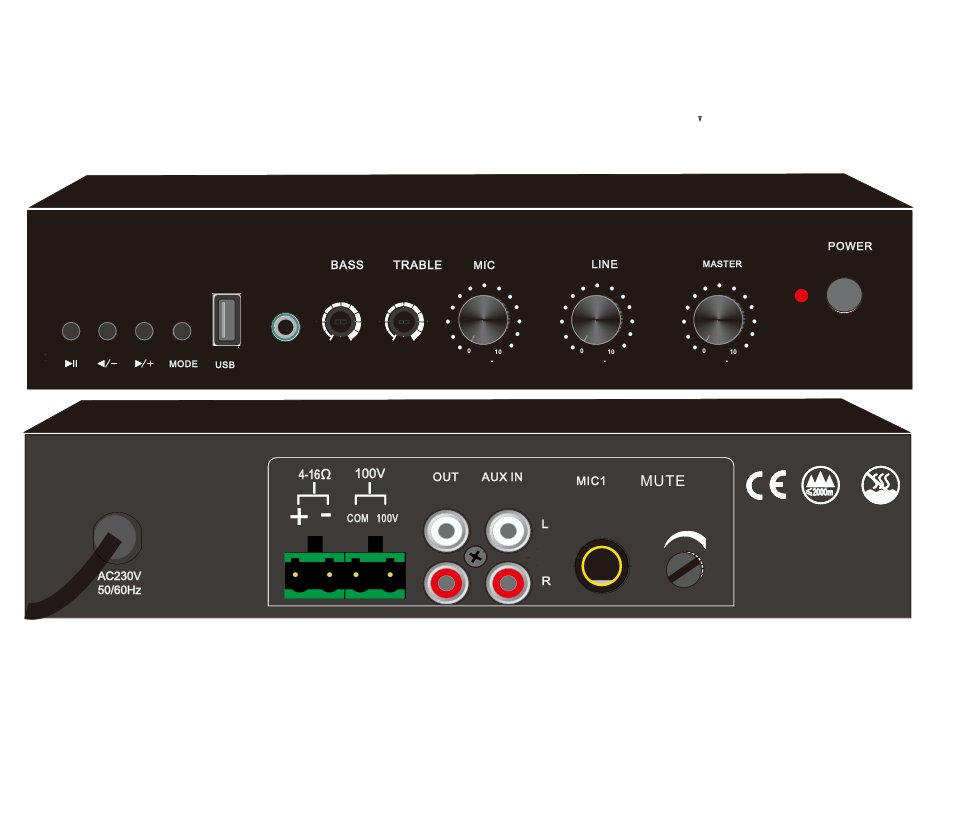 40W Digital Mixing Amplifier Small Table Top Mic Mixer Amplifier