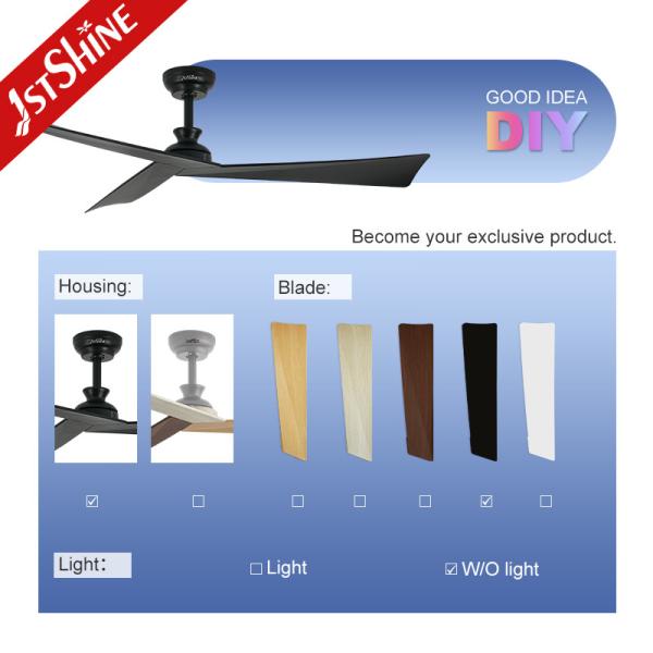 Energy Saving Smart Remote Ceiling Fan Black ABS Blades with 6 Speed and Time Setting