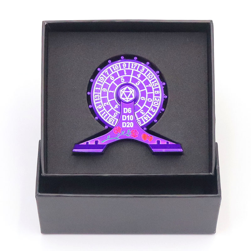 Solid Zinc Alloy Dice Wheel with Silent Bearing and Vintage Rose Carved Design for DND TRPG Games