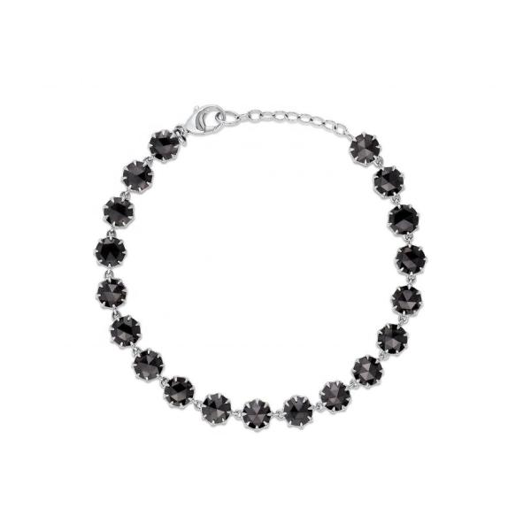 Thorn CZ Pulseira de tênis de diamante Pulsera de pedra preciosa preta revestida de ródio