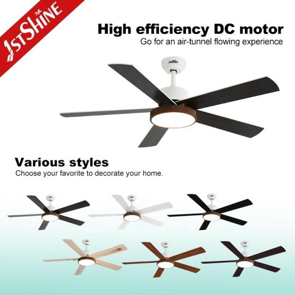 Ventilador de teto LED de controle inteligente com lâmina de MDF de 52 polegadas e potência de motor de 35/60W