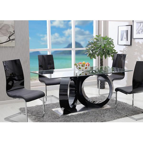 Wooden Legs Glass Top 76cm Modern Dining Table