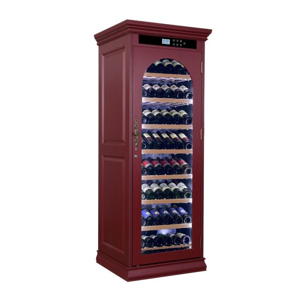 Solid Wood Kitchen Wine Cooler with Smart Digital Control Panel Locking Door and Tempered Glass LED Light