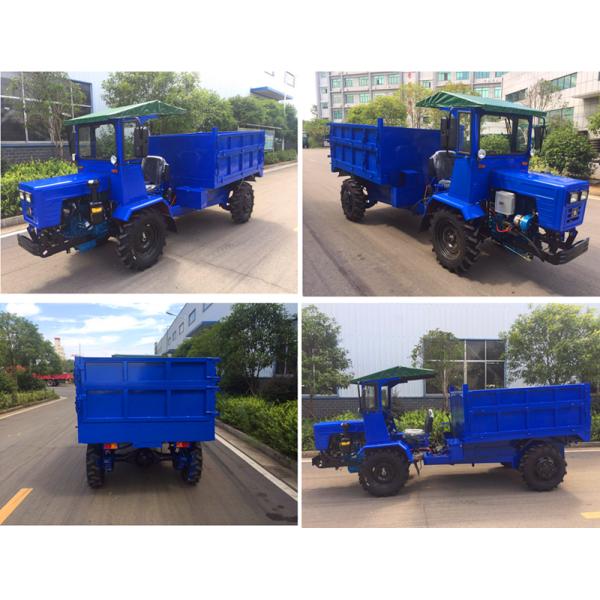Blue Mini Off Road Dump Truck 18HP ATV For Farm 4WD Full Hydraulic Steering