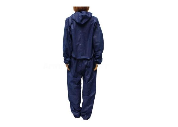 Dark Blue Disposable Isolation Gown , Disposable Protective Coverall With Hood