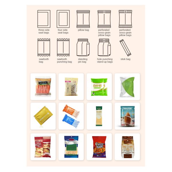 Machine d'ensachage de chips de banane à 300 sacs/min, noix de coco, en sachet plastique, machine d'emballage de café, remplissage, scellage, machine d'emballage de sacs en plastique pour aliments de collation