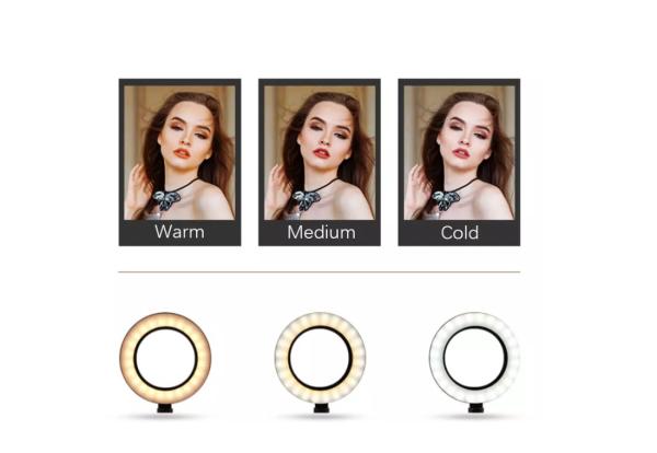 2500K 4000K Selfie Ring Light With Clamp e luz da beleza do suporte do telefone