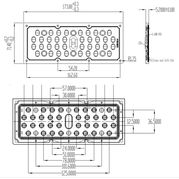 36 Led Lens Cover 173MM 3030 3535 SMD TYPE2-S 157X90 Degree Highway Module Type