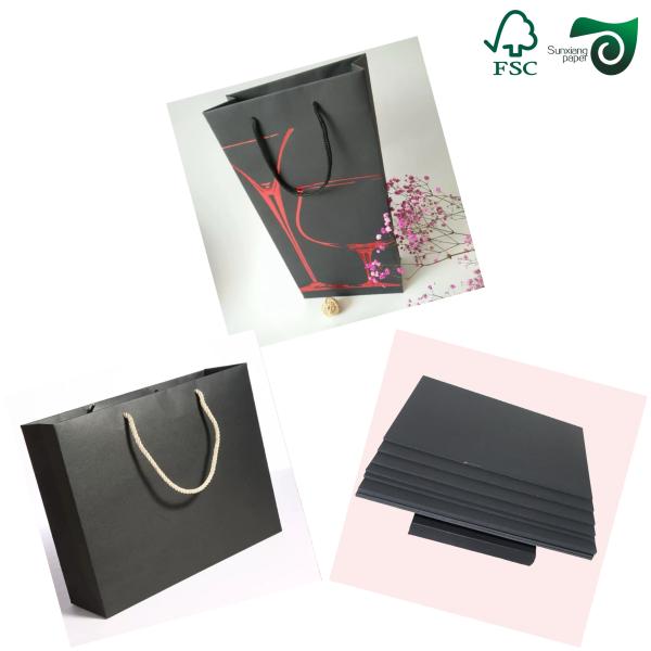 FSC Virgin Pulp Solid Black Paper 100g 120g  High Burst Resistance  Ideal For Shopping Bags
