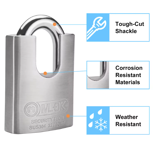 Heavy Duty Stainless Steel Padlock for Maximum Security Silver Lock Body