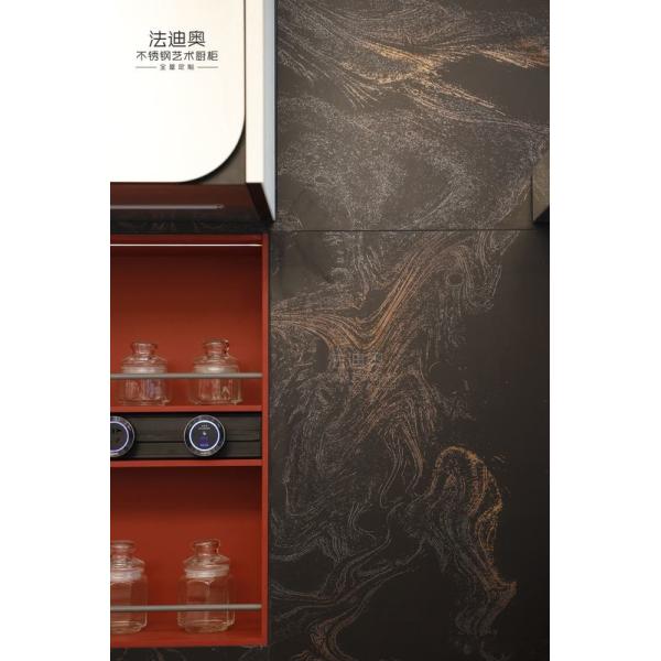 Modern Beige Stainless Steel Kitchen Cabinet With Spanish Sintered Stone