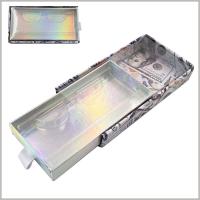 Glitter Eyelash Packaging Box With Money Print Design And Clear Slide Cover