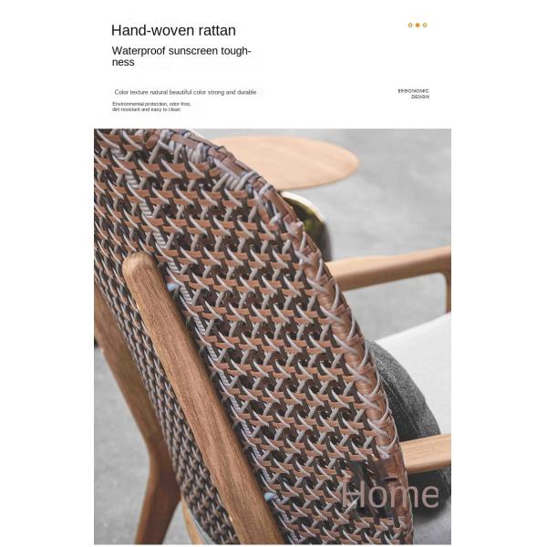 Contemporary PE Rattan Chairs Teak Wood Rocking Chair Set Outdoor Customized Furniture