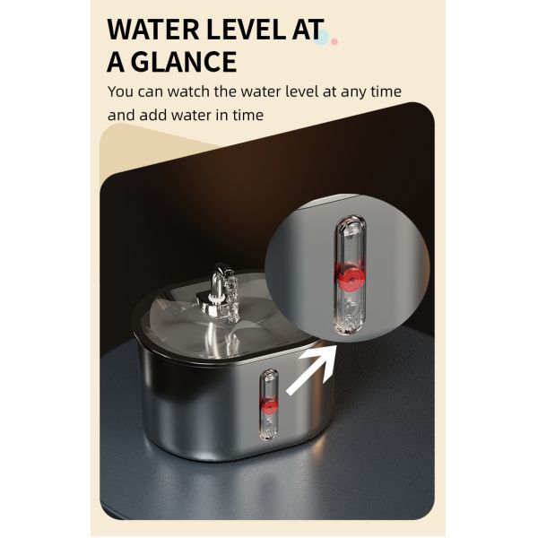 2.5L 304 Food Grade Stainless Steel Eco-Friendly Automatic Pet Water Feeder 5V Filtration Purification Mute Drinking Fountain