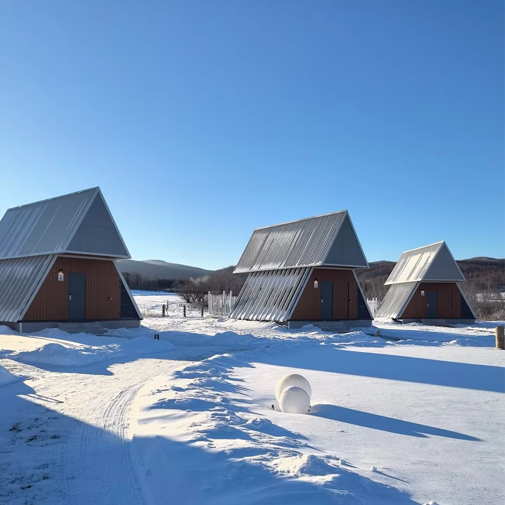 Triangular Prefab House, Anti-Corrosion Robust Modular Triangular House for Glamping Accommodation and Temporary Living Shelter
