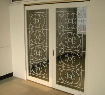 White 18mm Wrought Iron Glass Inserts For Doors Durable Metal 2M