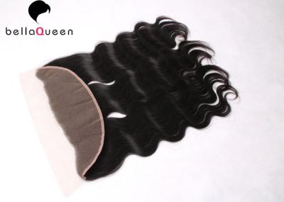 O meio preto natural não processado do cabelo humano parte o fechamento do laço para mulheres