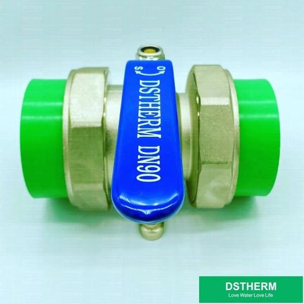 110мм PPR Двойной союзный шаровой клапан полный проход PN25 коррозионностойкий