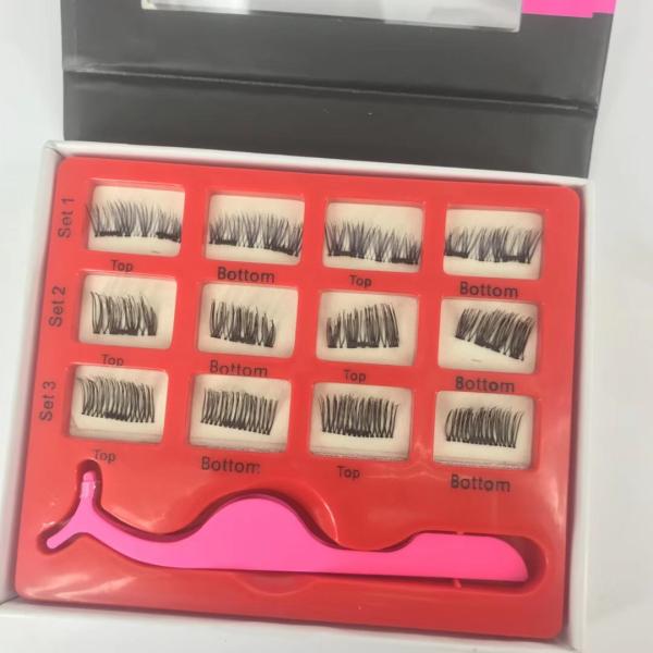 Premium Flexible Dramatic Magnetic False Lashes Natural Black For Daily Makeup
