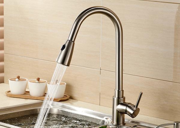 Pull Down Water Filter Sprayer Kitchen Faucets Nickel Brushed ROVATE