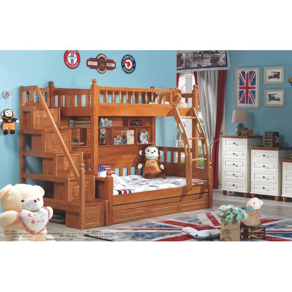 solid wood bunk bed with ladder cabinet
