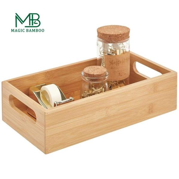 Bin de armazenamento de bambu com alças Solução de armazenamento multifuncional e logotipo do cliente