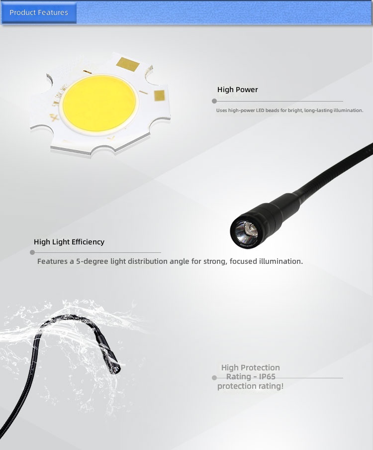 IP65 LED Machine Tool Work Lights Cold White 6000K - 6500K DC 24V Flexible Arm Spot Light
