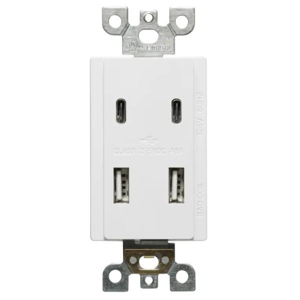 Convenient Charging USB Wall Outlet 2 Type C USB Socket 5V DC
