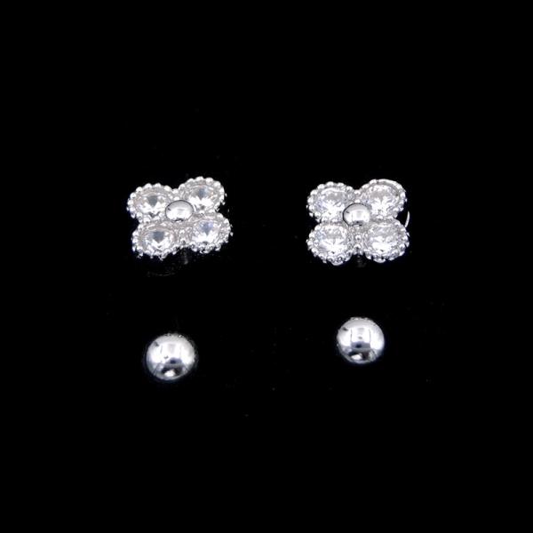 Cat Silver 925 Stud Earrings With CZ Very Cute And Smile Face Lovely