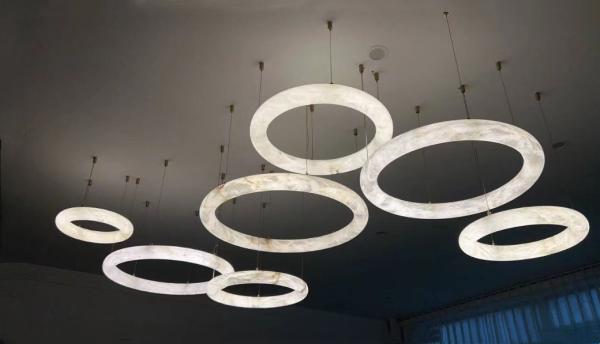 Melhor preço Dinamarca Sala de estar minimalista moderna e criativa Hotel Villa Decoração Ronda Lâmpada de teto de pingente de mármore