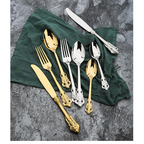 NC888 Royal gold Cutlery Set Stainless Steel wedding Flatware Set forged  whole series