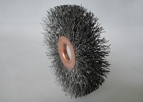 3 inch crimped  wire wheel brush, 1/2'' to 3/8'' Arbor hole ,thickness 10mm,wire diameter 0.008'' ,trim length 25mm