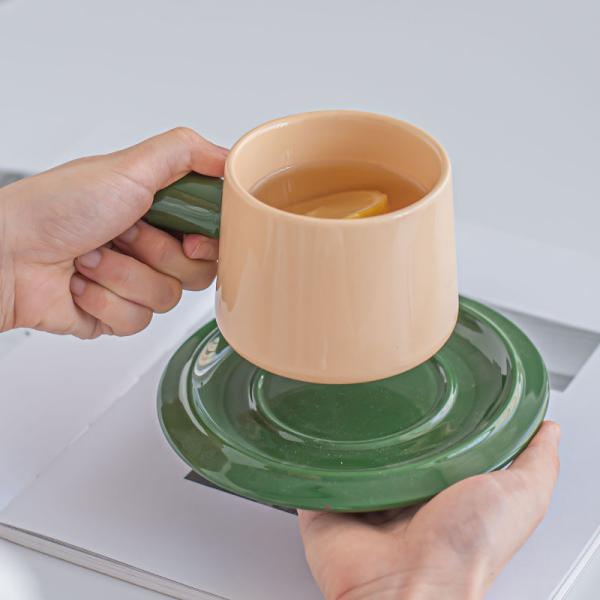 300 ml de taça e prato de cor sólida, em estilo nórdico, para ocasiões de negócios.