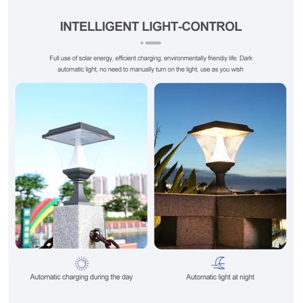 Die Cast Aluminium 30W Solar Pillar Light Garage Fence Decoration post lamp