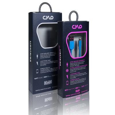 O logotipo feito sob encomenda transparente luxuoso USB da caixa de janela cabografa a caixa de empacotamento com punho