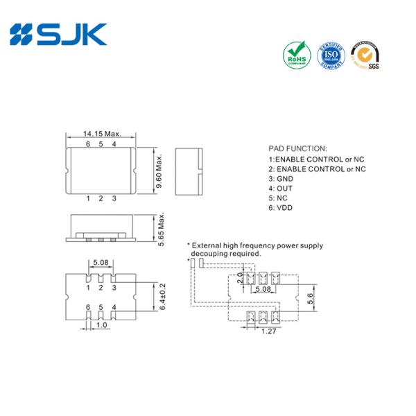 SMD 1490 Oscilador diferencial de tamanho LVPECL com 25 ~ 700MHz para Gigabit Ethernet