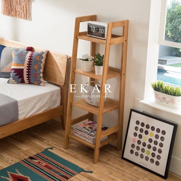 Four Shelf Wood High Bookcase Cabinet For Living Room
