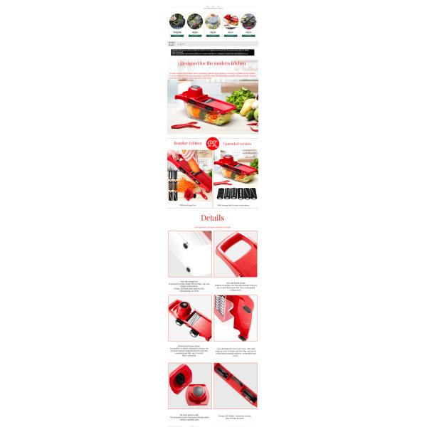 Home Kitchen Tool 16 Function Bamboo and Plastic Salad Slicer Manual Vegetable Chopper Dicer