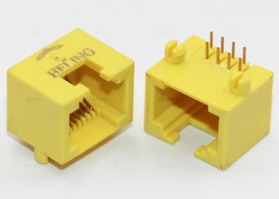 Montagem Unshielded dos bens THT do conector amarelo do ângulo direito RJ45 do Pin da cor 8
