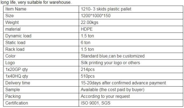 100% Virgin HDPE wear-resistant anti-slip stackable plastic pallet, China Manufacturer accept custom standard stacking p