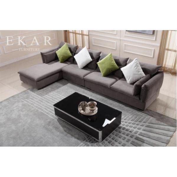 European Modern Elegant Extra Large Velvet Black Sectional Sofa Furniture