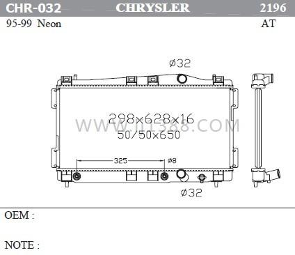 Dpi 2196 1995-1999 Chrysler Neon Radiator / Car Cooling Radiator OEM 4546902