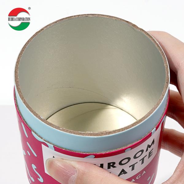 Design personnalisé Contenant de thé de qualité alimentaire Emballage Matériau recyclable Bonbons de luxe Boîtes cadeau rondes en papier kraft Cylindre à tube à sceau en aluminium