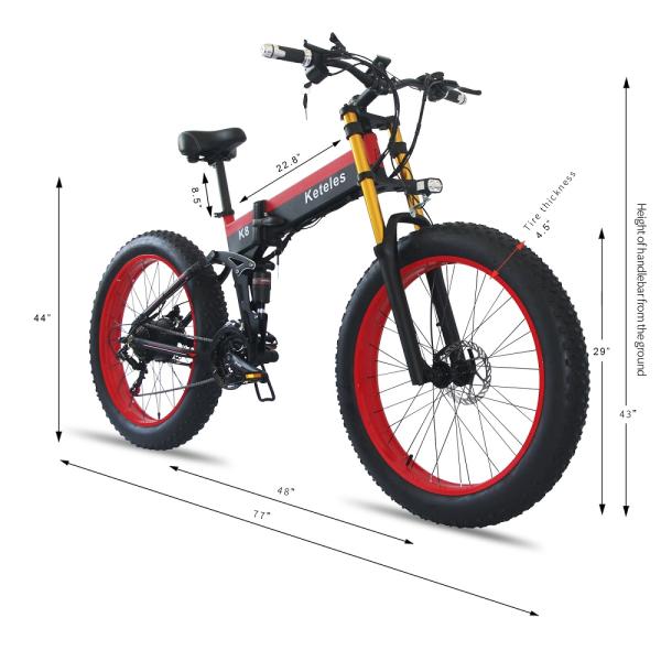 EU Quality 26x4.0 inch Fat Tire Folding E-Bike 1000W Motor 13AH Lithium Battery 21-Speed Electric Bike Dual Crown Downhill Fork