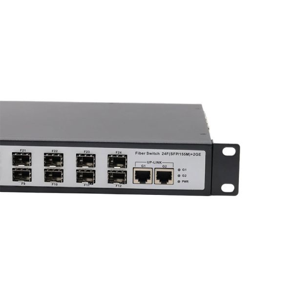 24×100Base-FX SFP Fiber Switch 2 Gigabit Copper Uplink 1U Rack Mount Optical Switch