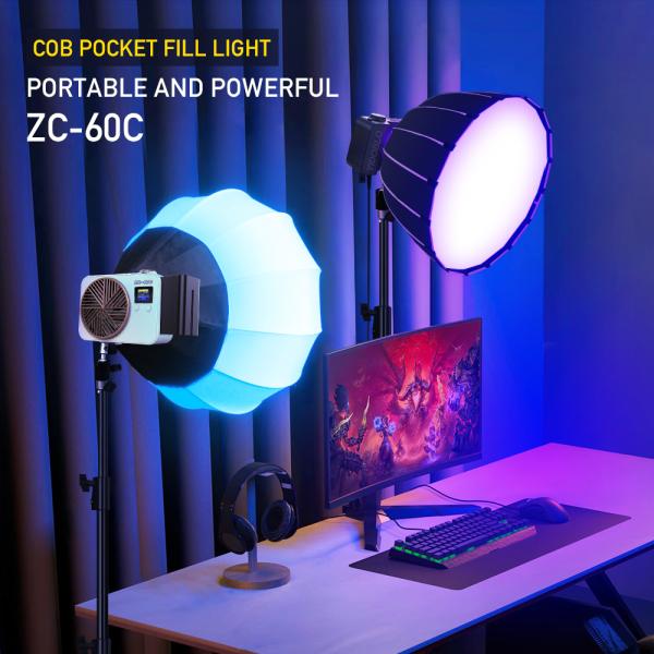 Оптовый портативный светодиодный видеопросвет ZC-60RGB, полный цвет RGB с CCT 2700-7500K